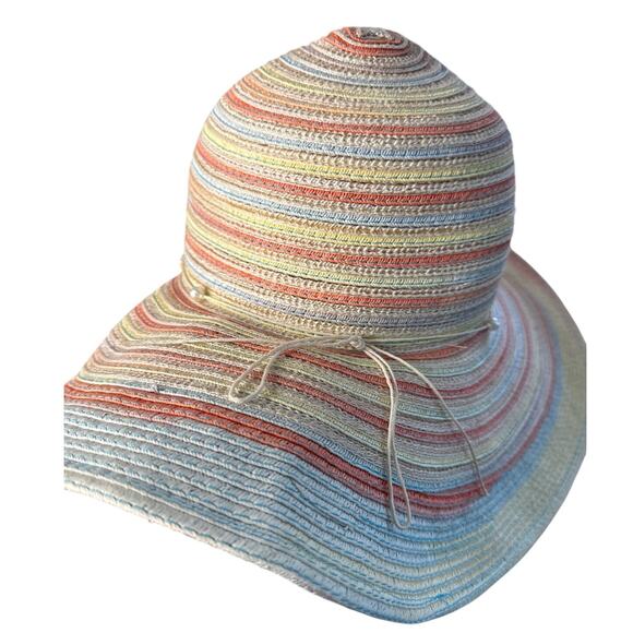 Island Beach Sunhat  Size OS in Cream and Pastels - Picture 2 of 6